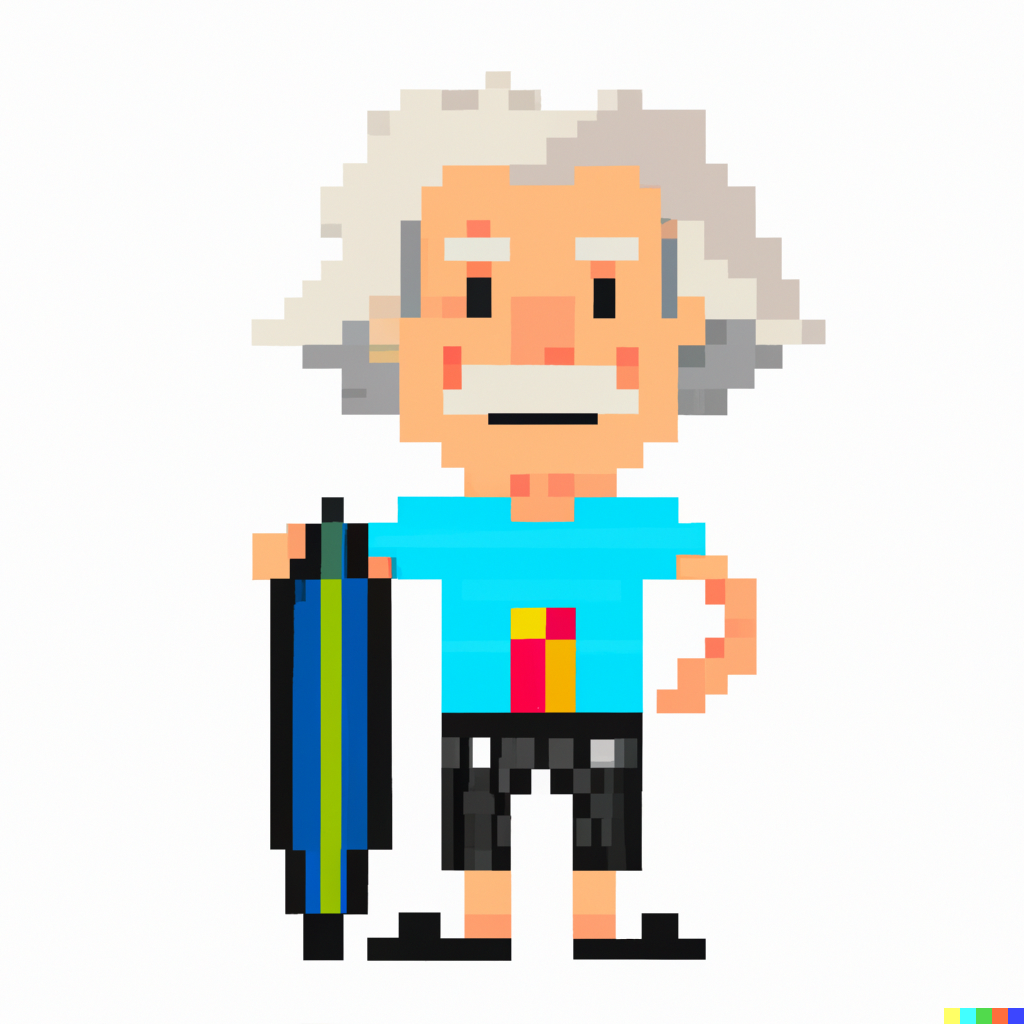 Albert Einstein with Surf Board